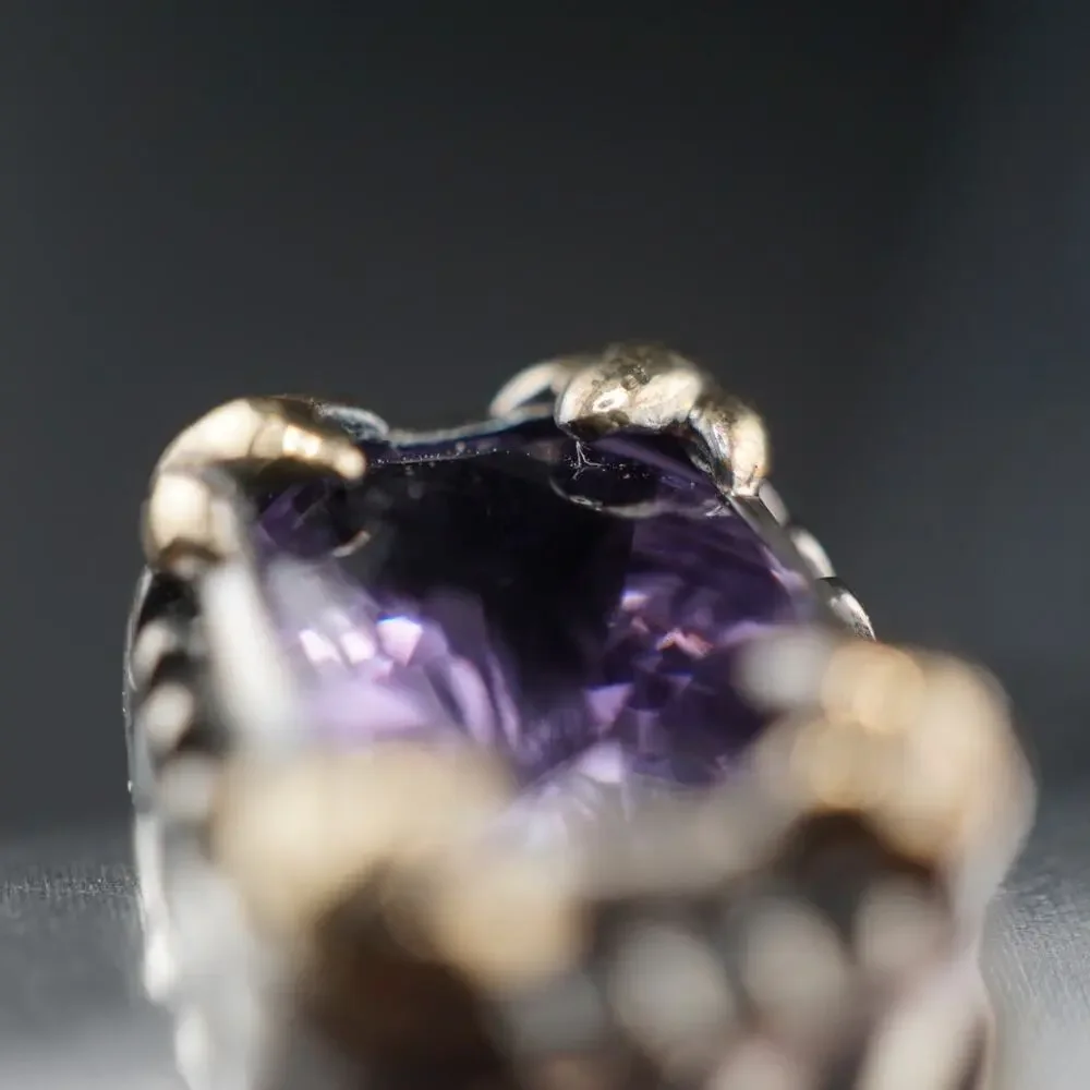 Vintage 14K Accent Purple Stone Radiant Cut Twist Ring 9.5 925 Sterling Signed
